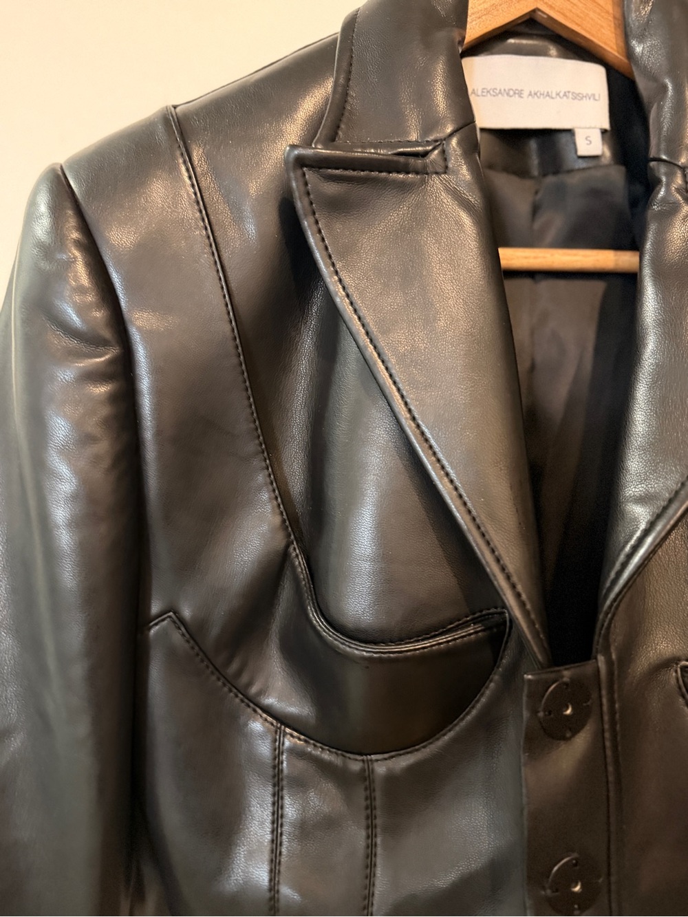 Alexander Wang Black Leather Blazer Jacket